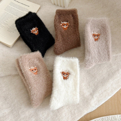 Cozy Fleece-Lined Women's Socks - Warm, Thick & Perfect for Autumn & Winter - One Size Fits Most