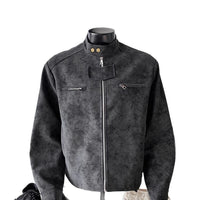 Vintage PU Leather Biker Jacket - Stand-Up Collar Moto Jacket for Men & Women