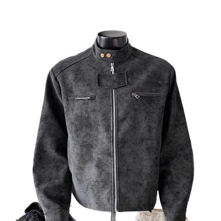 Vintage PU Leather Stand‑Up Collar Biker Jacket What Else You Got?