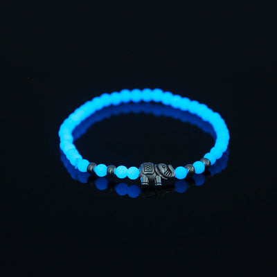 Glow-in-the-Dark Elephant Charm Bracelet – Vintage Wisdom & Strength Jewelry (Unisex)