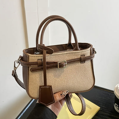 Elegant French-Style Crossbody Tote – Lightweight PVC Bag with Suede Lining & Multi-Pocket Interior