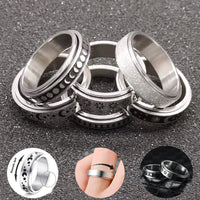 Stainless Steel Spinner Ring – Vintage Moon & Stars Fidget Ring for Stress Relief (Unisex, Rotatable)