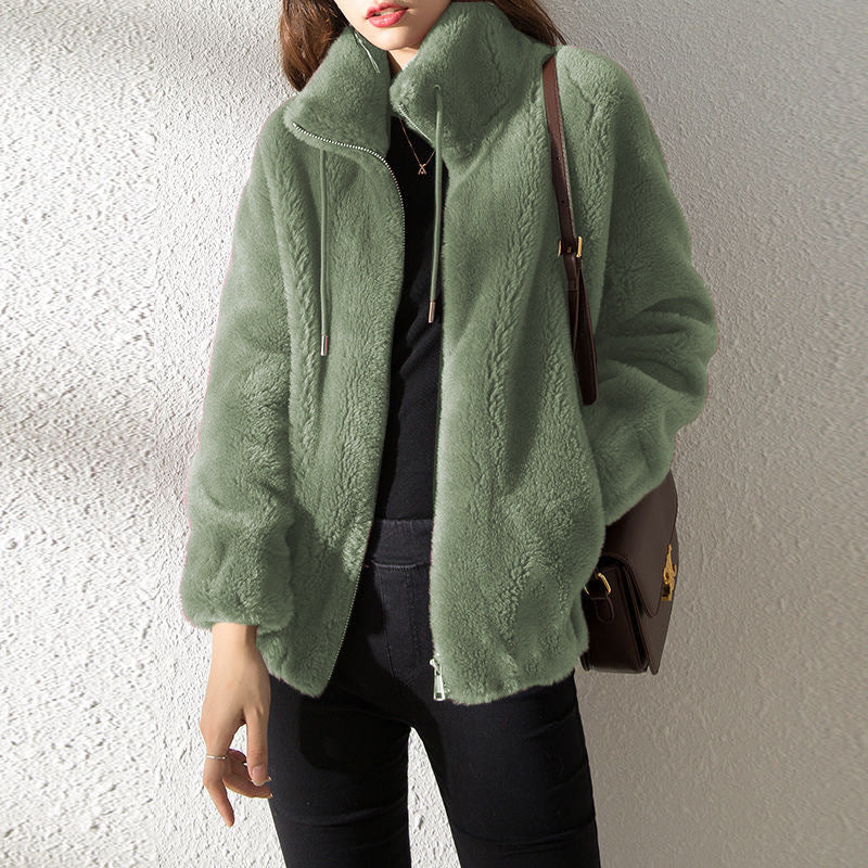 Double Faced Fleece Warm High Neck Sweater Women Cardigan What Else You Got?