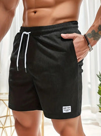 Men's Summer Corduroy Sports Shorts - Breathable Lace-Up Drawstring Pants for Active Lifestyle