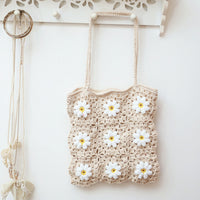 Hand-Hooked Floral Wool Tote – Crochet Shoulder Bag for Beach & Summer