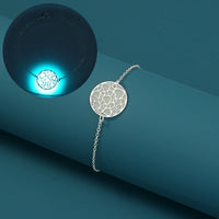 Glow-in-the-Dark Heart Bracelet - Silver Round with Textured Design