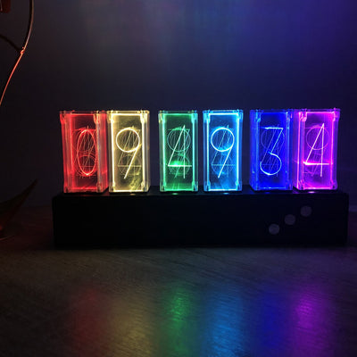 Vintage Nixie Tube Clock with 16M Colors | USB-Powered LED Night Light & Bedroom Decor