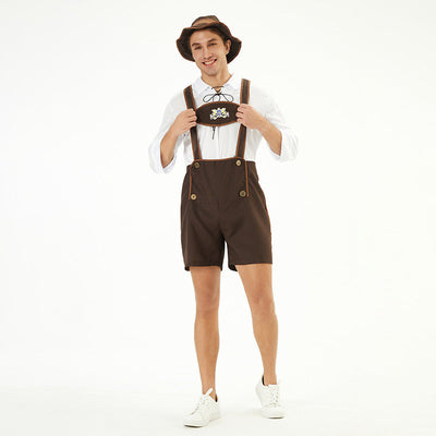 Authentic German Oktoberfest Costume - Traditional Bavarian Beer Festival Outfit for Men with Suspenders & Hat