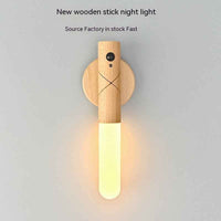Magnetic Wooden Wall Lamp – USB Rechargeable Wireless Light for Stairs & Hallways