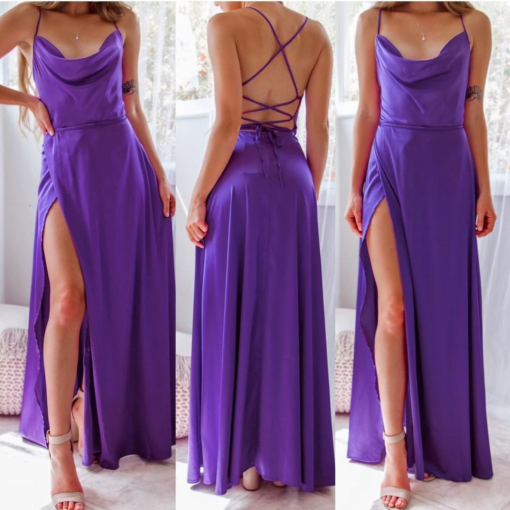 Summer Sexy Slimming Backless Strap Long Split Dress Women's Fashion High Waist Belted Gown V-neck What Else You Got?