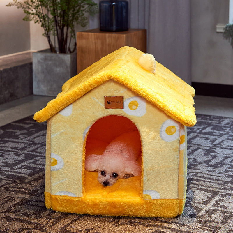 Foldable Winter Pet House – Warm Enclosed Dog & Cat Bed with Soft Plush Interior What Else You Got?