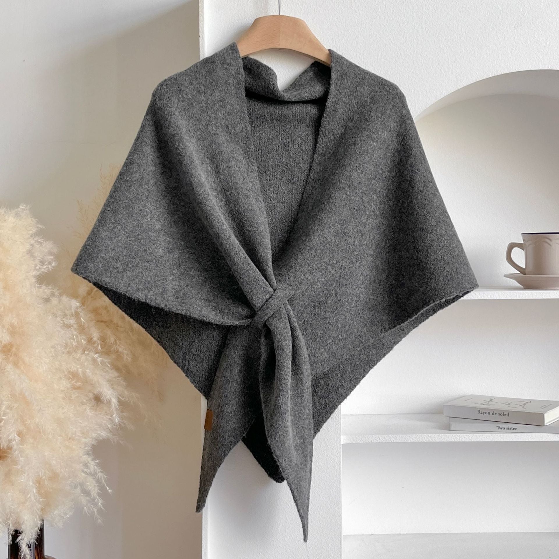 Winter Triangular Shawl INS Solid Color Soft Thickened Knitted Neck Wrap Korean Version Warm Shawl For Women What Else You Got?