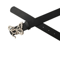 Men's Punk Snake & Butterfly Buckle Leather Belt - Edgy Rock Style Waist Belt