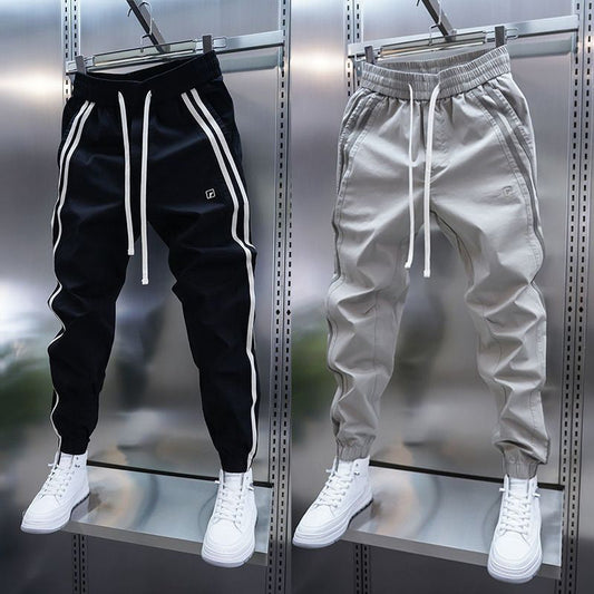 Mens Solid-Color Striped Loose Casual Pants What Else You Got?