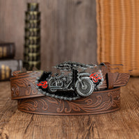 Retro European And American Scorpion Skull Design Personalized Denim Leather Belt