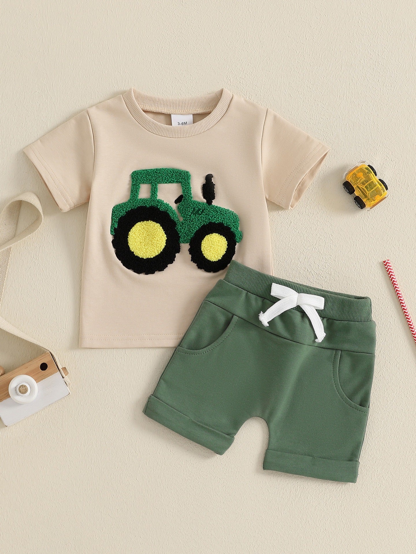 Toddler Boys Summer Outfits Truck Embroidered Round Neck What Else You Got?