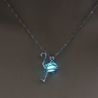 Glow-in-the-Dark Flamingo Necklace – Hollow Cut-Out Pendant 45 cm