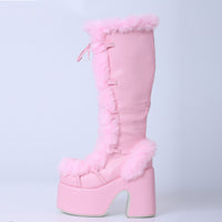 Elegant Women's Thick Heel Fur Boots - Stylish & Comfortable for Every Occasion
