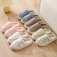 Cozy Couple Striped Cat Slippers - Non-Slip Warm Plush House Shoes for Men & Women