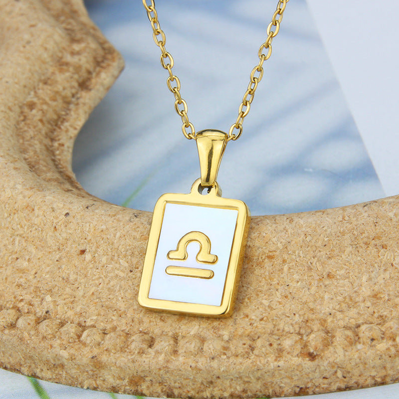 Stainless Steel Square Shell Zodiac Necklace What Else You Got?