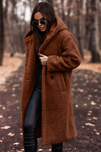 Elegant Teddy Coat for Women - Plush Faux Fleece Warm Winter Jacket with Hood (Autumn/Winter Fashion)