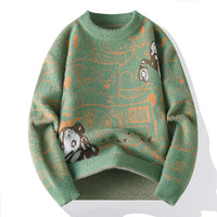 Mens Casual Crew-neck Fashionable Versatile Knit Sweater