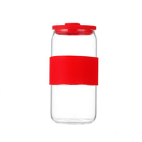 Aesthetic Ribbed Glass Can Tumbler with Bamboo Lid & Glass Straw