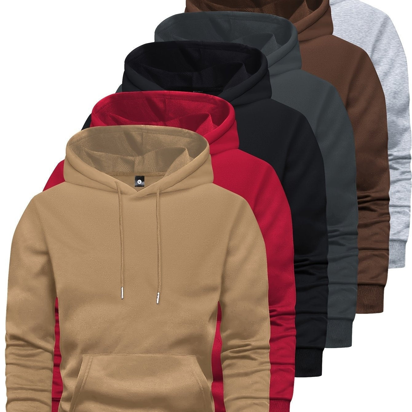 6‑Piece Men’s Solid Color Hooded Sweatshirt Set – Long‑Sleeve Trendy Pullover Hoodie (XS–3XL) What Else You Got?