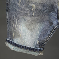 Vintage Denim Cropped Pants - Light Blue Retro Style with Cozy Fuzzy Hems