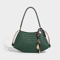 Woven PU Underarm Bag – Pillow-Style Shoulder Handbag with Optional Pendant
