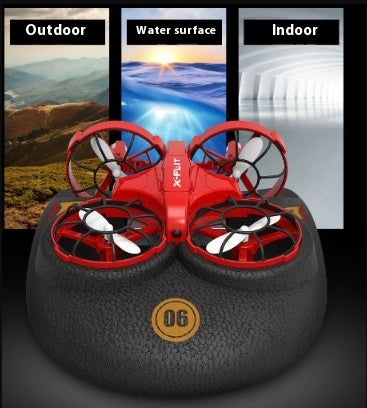 RC Boat Water Land And Air Four-Axis  Hovercraft Three-in-one Multi-function Toy One-button Tumbling Mini Drone What Else You Got?