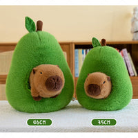 Adorable Capybara & Avocado Plush Pillow – Soft Stuffed Animal Cushion Gift for Kids & Animal Lovers