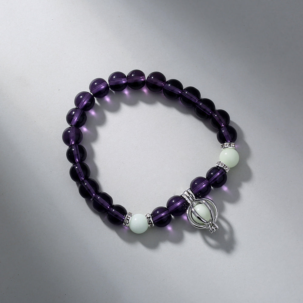 Purple Luminous Pumpkin Bracelet – Glow‑in‑the‑Dark Glass Bead Charm What Else You Got?