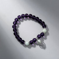 Glow-in-the-Dark Purple Pumpkin Bracelet – Glass Bead Halloween Jewelry