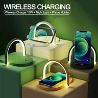 3 In 1 Foldable Wireless Charger Night Light Wireless Charging Station Stonego LED Reading Table Lamp 15W Fast Charging Light