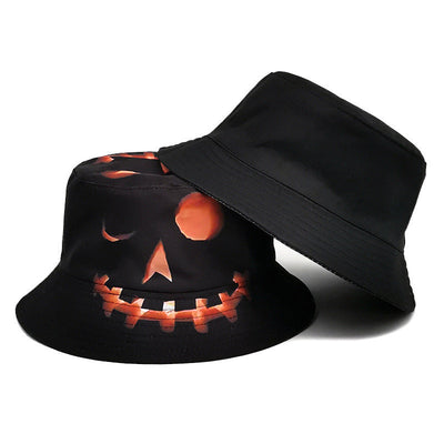 Pumpkin Grimace Halloween Sun Hat - Cute Cartoon Printed Fisherman Cap for Fall Festivities