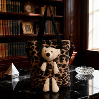 Bear Tote Bag – Soft Cozy Everyday Shoulder Bag in Coffee