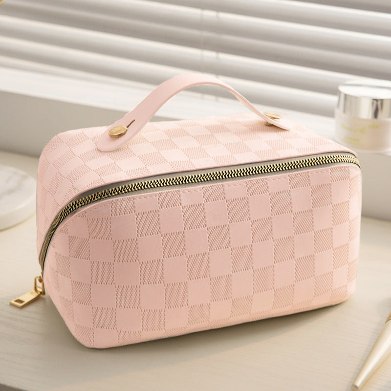 Plaid Pillow Cosmetic Bag – Large‑Capacity PU Travel Makeup & Toiletry Organizer What Else You Got?