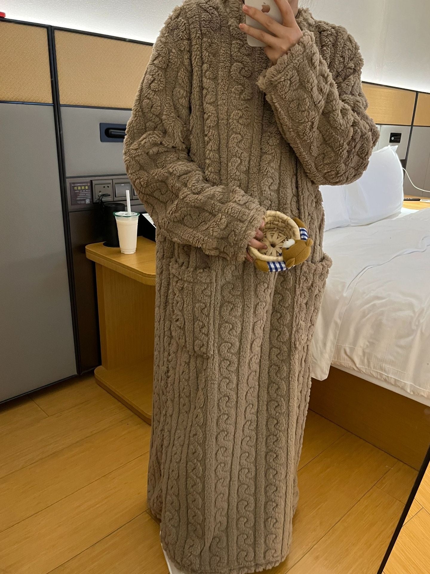 Women’s Winter Coral Fleece Long Nightgown with Pockets What Else You Got?