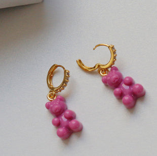Gummy Bear Zircon Inlaid Earrings – Sweet & Cool Brass Animal‑Style Jewelry What Else You Got?