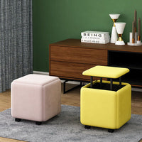 Rubik’s Cube Storage Ottoman – Multifunctional Sofa Stool with Leather or Velvet Finish