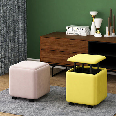 Rubik’s Cube Storage Ottoman – Multifunctional Sofa Stool with Leather or Velvet Finish