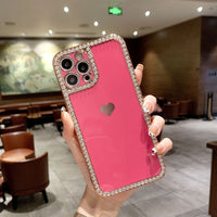 Stick Rhinestone Love Phone Case Electroplated Edge Soft Shell