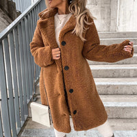 Heavenly Warmth Women’s Plush Lapel Longline Jacket – Cozy Minimalist Winter Coat (S–5XL)