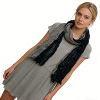Khaki & Black Textured Crinkle Scarf – Casual Vacation & Office Scarf for Women & Men