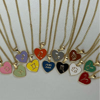 Fashion Color Zodiac Peach Heart Alloy Necklace