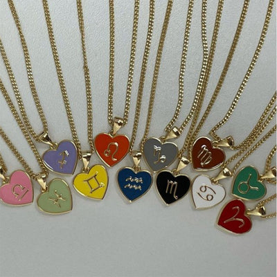Fashion Color Zodiac Peach Heart Alloy Necklace