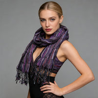 Royal Purple Jacquard Pattern Scarf – Regal Textured Scarf for Evening & Office Wear