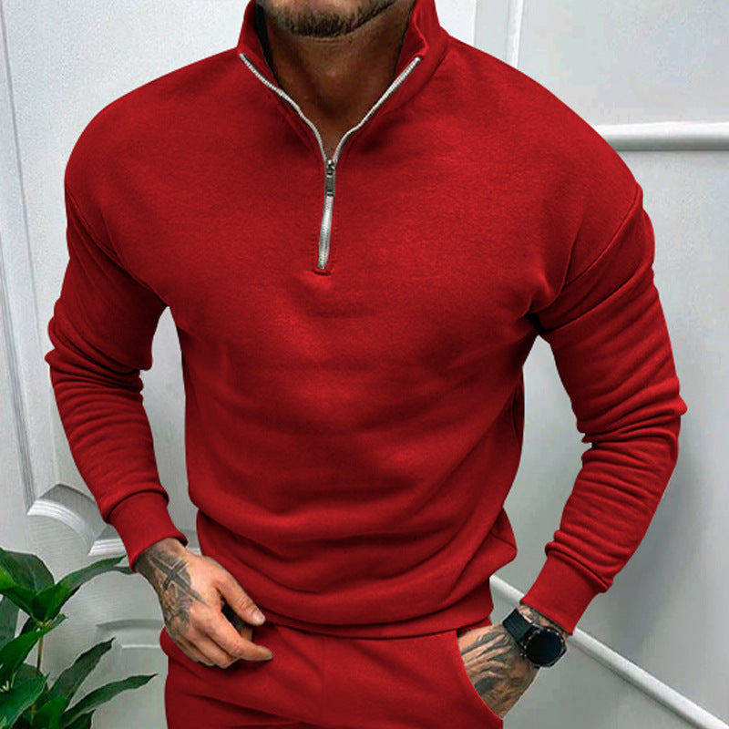 Solid Color Zipper Sweatshirt Men's Autumn And Winter Fleece-lined Long Sleeve Tops What Else You Got?