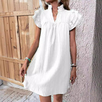Women's V-Neck Summer Dress with Ruffle Sleeves – Flowy Casual Dress (S-XXL)